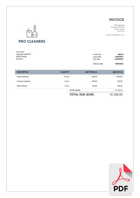 Janitorial Invoice Template Free